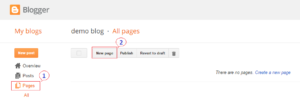 After visiting blogger dashboard, go to Pages and click on New Page button